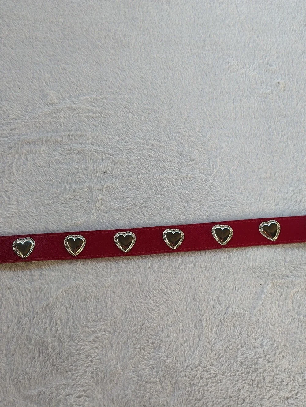 Red Heart Accent Women's Belt with Silver Buckle